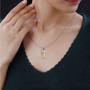 Brazilian Light Agate & Natural Citrine 18inch Necklace in Silvertone 91.40ctw